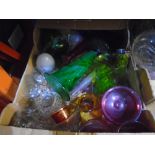 Two boxes of mixed glassware to include vases, bowls, etc