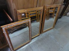 Pine dressing table mirror, pine framed wall mirrors etc