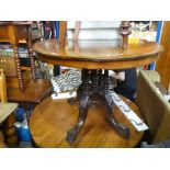 Oval Victorian style loo table on quadruple splayed supports and single mahogany chair