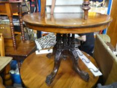 Oval Victorian style loo table on quadruple splayed supports and single mahogany chair