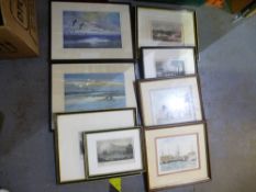 A quantity of framed and glazed prints some local scenes to include Fareham, Portsmouth harbour