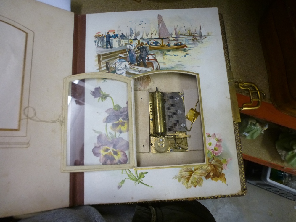 A Victorian musical photo album decorated boating scenes - Image 3 of 3