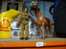 A Marx Tonto figure and horse and 3 small metal cases