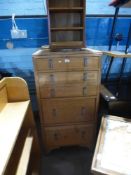 Limed Oak chest of five graduated drawers, dressing table and a mahogany gateleg table