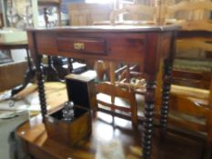 Mahogany side table with a drawer on bulbous supports