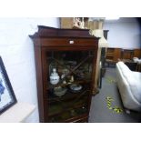 An Edwardian inlaid mahogany glazed corner cupboard, 84cms