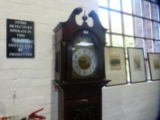 A reproduction Edwardian style longcase clock, having glazed door by W Greenwood, Leeds, and