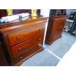 A pair of modern mahogany style chest of drawers, 104 cms