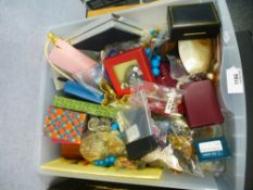 A box of costume jewellery and sundry