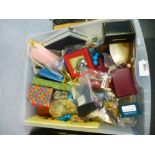 A box of costume jewellery and sundry