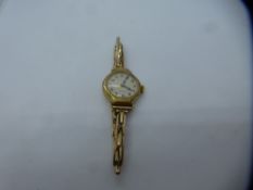 Vintage Zenith 9ct yellow gold ladies wristwatch, with adjustable strap, marked 9ct, total weight