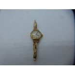 Vintage Zenith 9ct yellow gold ladies wristwatch, with adjustable strap, marked 9ct, total weight