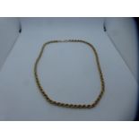 9ct yellow gold rope twist necklace, marked 375, approx 45cm, weight approx 11g