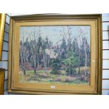 A 1950s oil of trees, signed and dated '56, 72 x 59cms