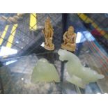 Two small Jade figures of Buddha and Tang horse and two small ivory figures