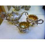 A very high quality silver heavy early Victorian tea service with decorative, ornate foliate design.