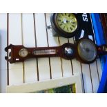 An antique mahogany banjo barometer by Bass of Northampton, 96 cms