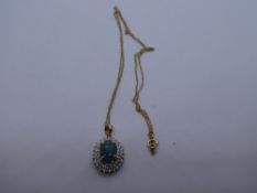 9ct fine gold neckchain, with a 9ct pendant set with diamonds and opal, marked 9K