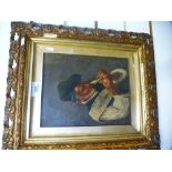 Attributed to ARTURO PETROCELLI, man smoking a pipe, 19.5 x 25 cms