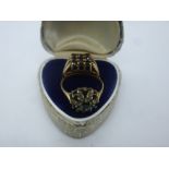 9ct dress ring with 9 sapphires, toy emerald and clear stone example, marked 375, weight approx 5.2g