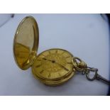 Vintage 18ct gold ladies pocket watch with 18ct gold face and case, marked 18K, with key