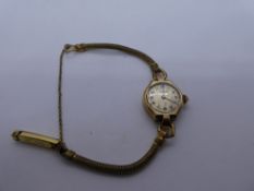 Vintage 9ct yellow gold cased 'Crusader' wristwatch, marks worn, on rolled gold strap, AF