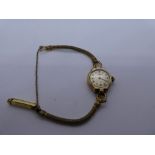 Vintage 9ct yellow gold cased 'Crusader' wristwatch, marks worn, on rolled gold strap, AF