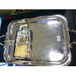 A similar plated rectangular tray and sundry