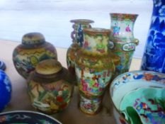 A quantity of Chinese and Japanese items to include two Canton vases