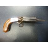 J R Cooper patent six shot percussion pepperbox revolver with dagger