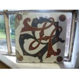A large Minton gothic tile, 19th century, monogrammed WB, 30 cms