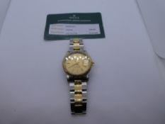 ROLEX OYSTER DATEJUST wristwatch with bi-metal bracelet and champagne dial, possibly 1980/90 -