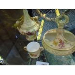 Three items of Royal Worcester blush ivory