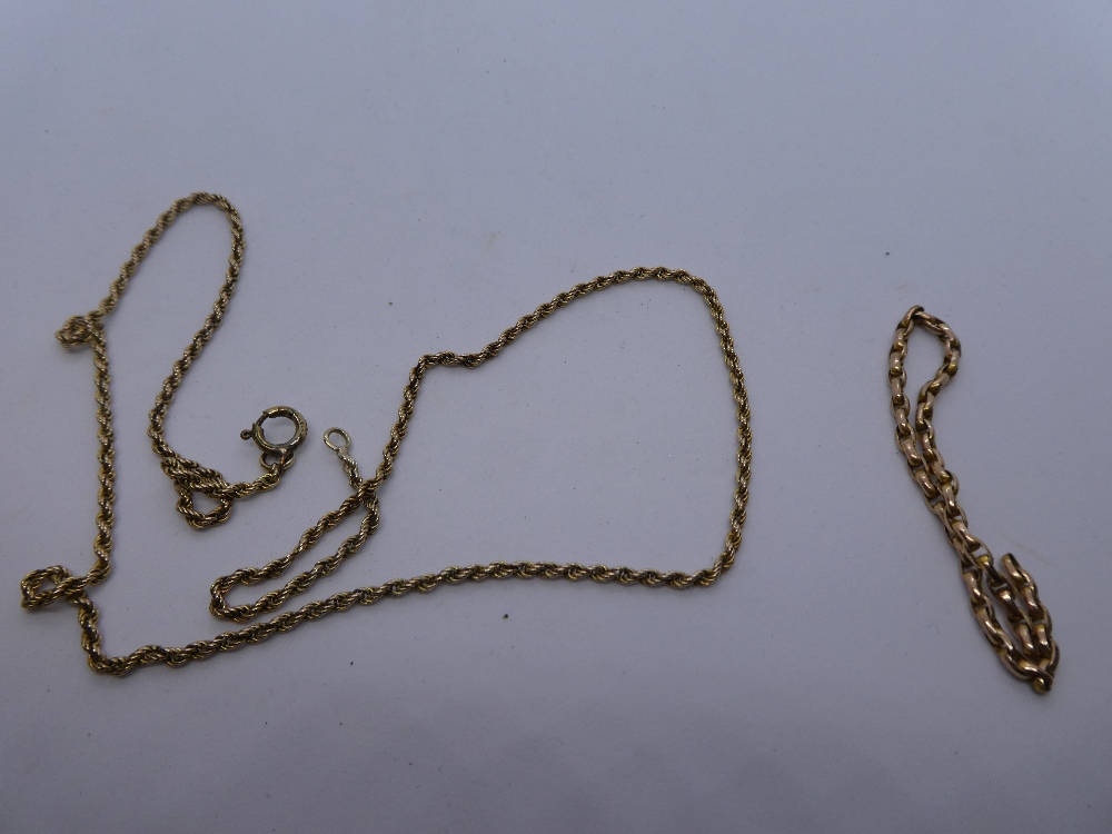 Two unmarked yellow metal chains AF, total weight approx 5.5g - Image 2 of 2