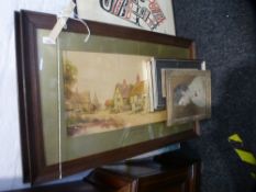 Dudley Hughes, a pair of watercolours of Odiham, Hampshire, 58 x 29cms and other pictures