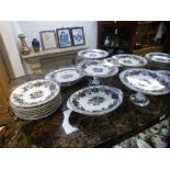 A late Victorian dessert service comprising four comports, oval dishes and twelve plates