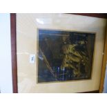 Frank Brangwyn; a pencil signed lithograph of two men working, 24.5 x 29 cms