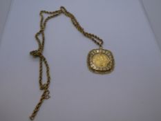 1913 Full Sovereign, with Young George face in 9ct yellow gold pendant mount, marked 375, on