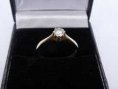 9ct yellow gold solitaire ring, marked 375, size O, weight approx 1.6g - not a diamond