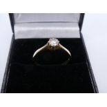 9ct yellow gold solitaire ring, marked 375, size O, weight approx 1.6g - not a diamond