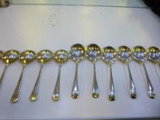 A set of twelve silver soup spoons hallmarked Sheffield 1955, Viner's Ltd. Gross weight approx 23.