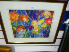 Lardinha Shewey; Encaustic was on laminated paper of Flowers from my Garden, 36 x 27.5 cms, and