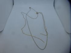 9K yellow gold fine chain - weight approx 1g, together with 14K yellow gold chain A/F, weight approx