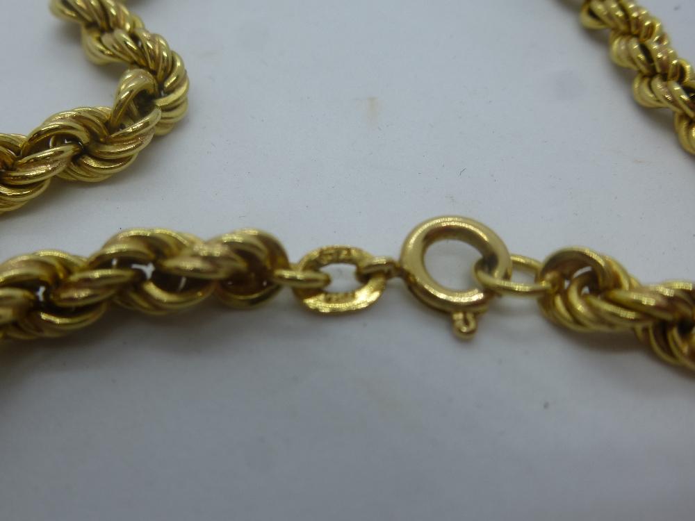 18ct yellow gold rope twist necklace with tassels, marked 750, weight approx 30.9g - Image 2 of 2