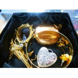 Gold plated Limit pocket watch in Dennison case 900944. Rolled gold bangle, brooch, etc