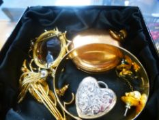 Gold plated Limit pocket watch in Dennison case 900944. Rolled gold bangle, brooch, etc