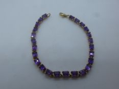 9ct yellow gold Amethyst link bracelet, with 25 faceted amethyst gross weight approx 10g