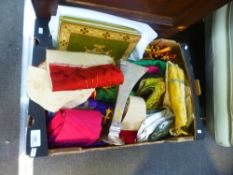 Two trays of Religious garments, sashes and similarly related items