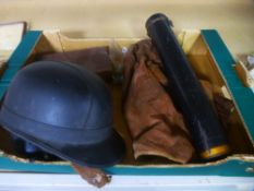 An Everoak motorcycle helmet, a case of drawing instruments and sundry