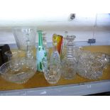 Mixed glassware to include decanters, bowls and jugs